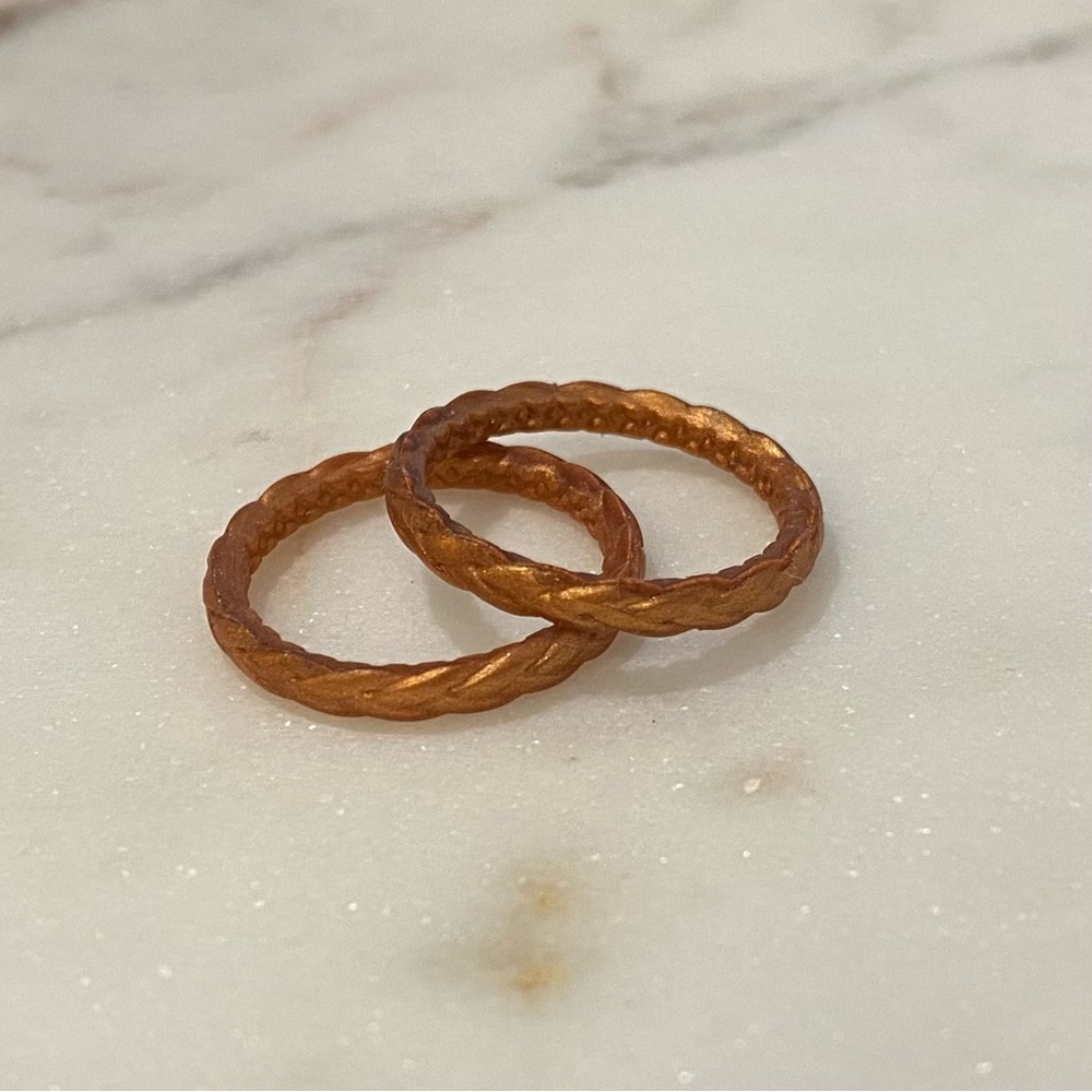 Groove Life SET OF 2 Stackable Rope Rings in Rose Gold Women’s Size 9